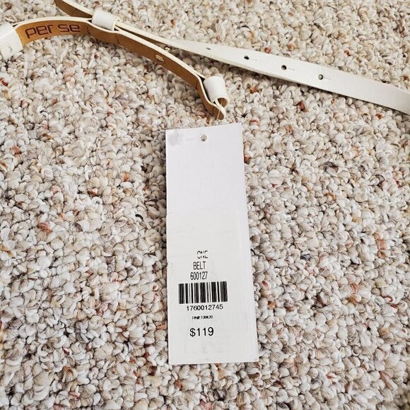 White 100% Genuine Leather Belt with Loop hardware Women O/S - Picture 5 of 16